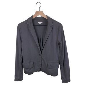 Garnet Hill Knit Jacket Blazer Women's Size 6 Grey 100% Cotton Business Casual